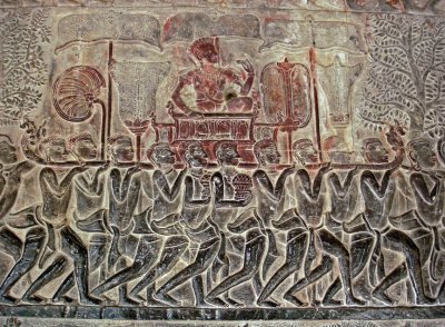Bas relief: the king being carried