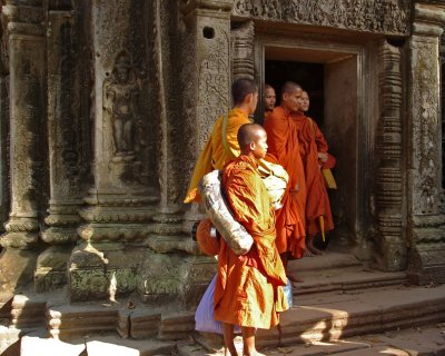 Monks in doorway