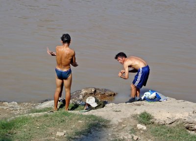 Washing clothes in the Mekong