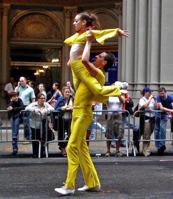 Performers in yellow