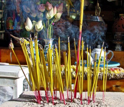 Incense and lotus buds