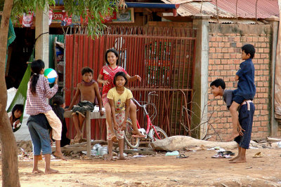 Children playing a ball game