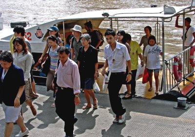 Ferry disemarking passengers