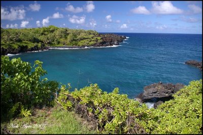 Black sand beach bay