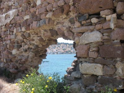 Hole in old rock wall, Mytilini, Lesvos