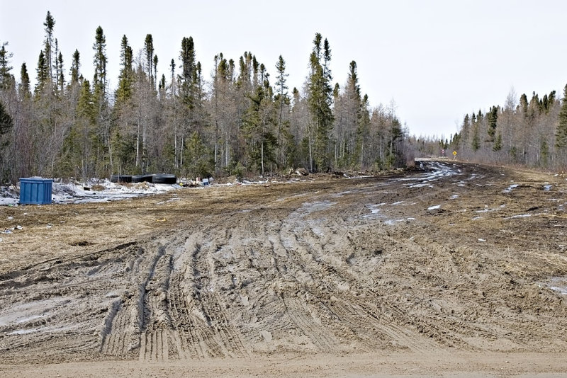 The beginning of the winter road to Attawapiskat in Moosonee.