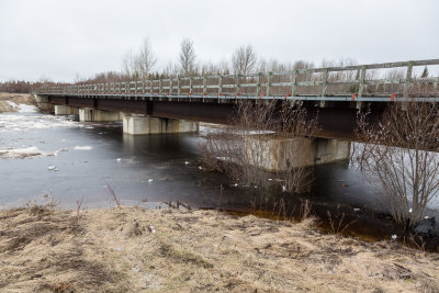 High water at railway bridge in Moosonee 