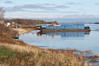 Barges docked at Moosonee November 7, 2006