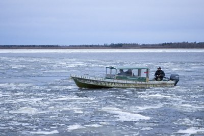 Boat on the Moose River near Moosonee
