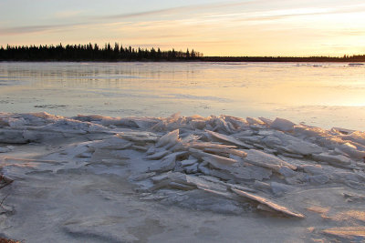 Ice piled along edge of the Moose River 2006 November 26th