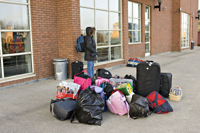 Baggage on platform waiting for Northlander