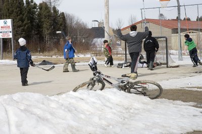 Boys playing hockey