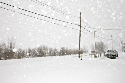 Looking along Revillon Road in Moosonee 2007 April 6th.
