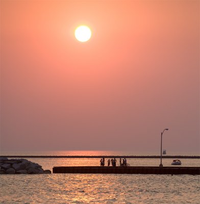 Swimming off the pier