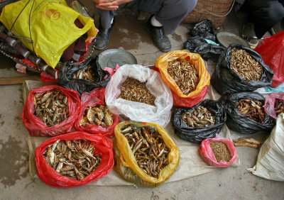 Un march typique d'un petit village de la  rgion de Yangshuo