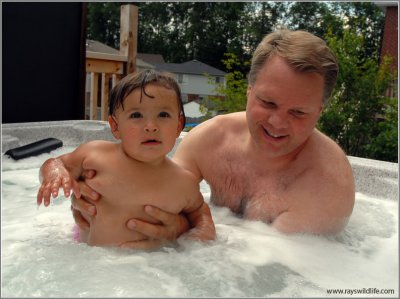 Maria enjoys Uncle Steves Hot tub!
