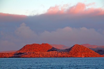 Leaving Floreana at sunset