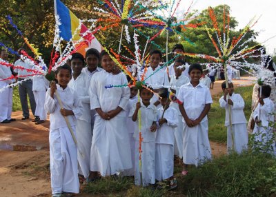 Poya parade near Dambulla