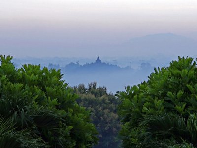 Borobudur at dawn, from Amanjiwo