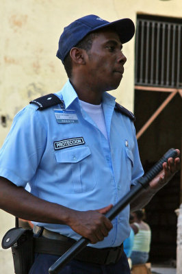 Policeman pounds the beat