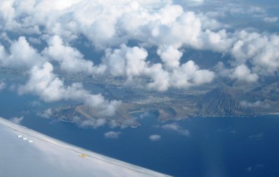Aerial view of beautiful Hanauma Bay crater ,  Oahu, Haiwaii