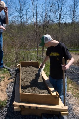 spreading concrete