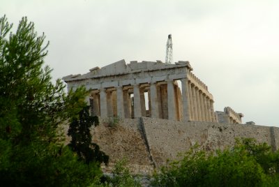 Parthenon with crane