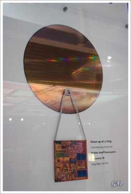 12-inch silicon wafer containing Pentium 4M chips