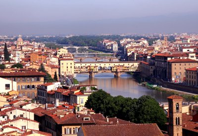 Postcard Like View Towards Ponte Vecchio Bridge