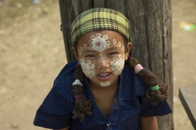 Little girl, decorated by thanaka