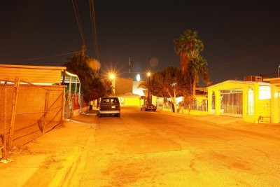 Looks like a street of gold , but its just a night in mexicali