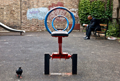 Seventh   Playground with man and pigeon