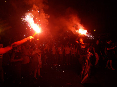 Greece win the semi-final of the European cup 2004