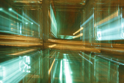 Night lights through glass blocks