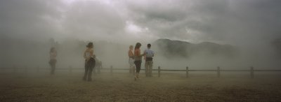 Tourists at Champagne Pool, Waiotapu Thermal Reserve, New Zealand