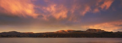 Sunset colours over Mt Herbert, Banks Peninsular, Canterbury, New Zealand