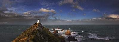 Nugget Point in southerly gale, Otago, New Zealand