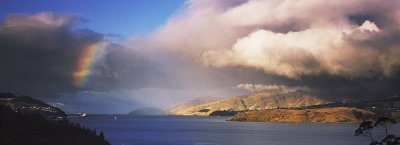 Storm clouds and rainbow, Lyttelton Harbour, Canterbury, New Zealand