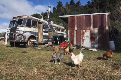 Direlect house bus, West Coast, New Zealand