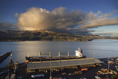 Coal ship At Cashin Quay, Lyttelton, New Zealand
