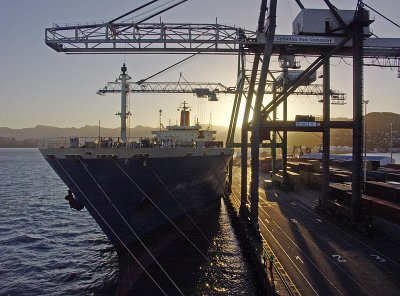 Under the container cranes, Lyttelton, New Zealand