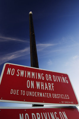 Sign on the wharf, Kaikoura, Marlborough, New Zealand