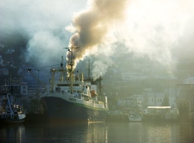 Morning smoke, Lyttelton Harbour, New Zealand