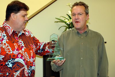 Charles Brady presents Mark's Southern Gospel Music award for Favorite Baritone