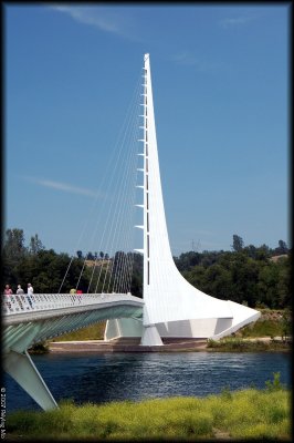 The bridge spans the Sacramento River at Redding