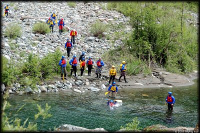 While rafters wait on shore to be ferried- some can't wait