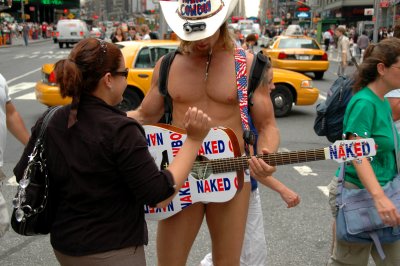The Naked Cowboy in action