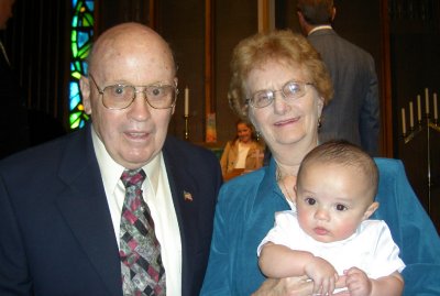 2006 Oct - Baptism Day With Grandma and Grandpa