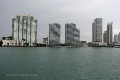 The view of Miami beach high rises from Star Island