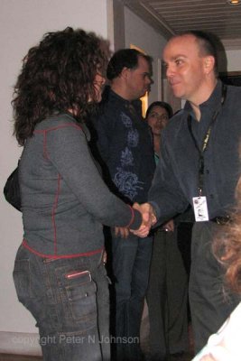 Greeting a fan